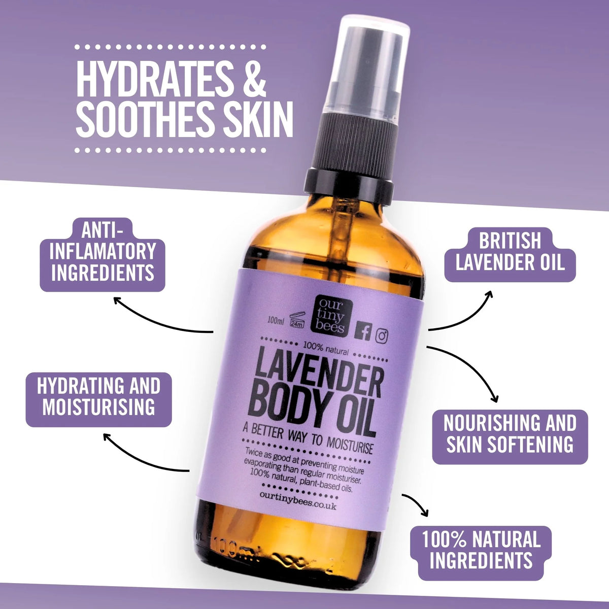 Lavender Body Oil: Calming and relaxing.