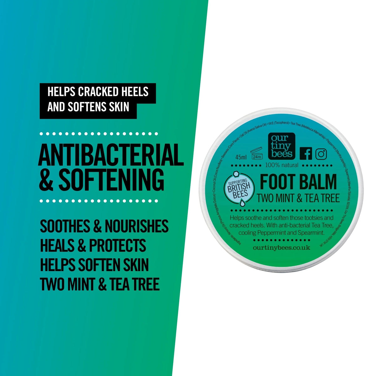 Two Mint and Tea Tree Foot Balm / Natural Foot Balm