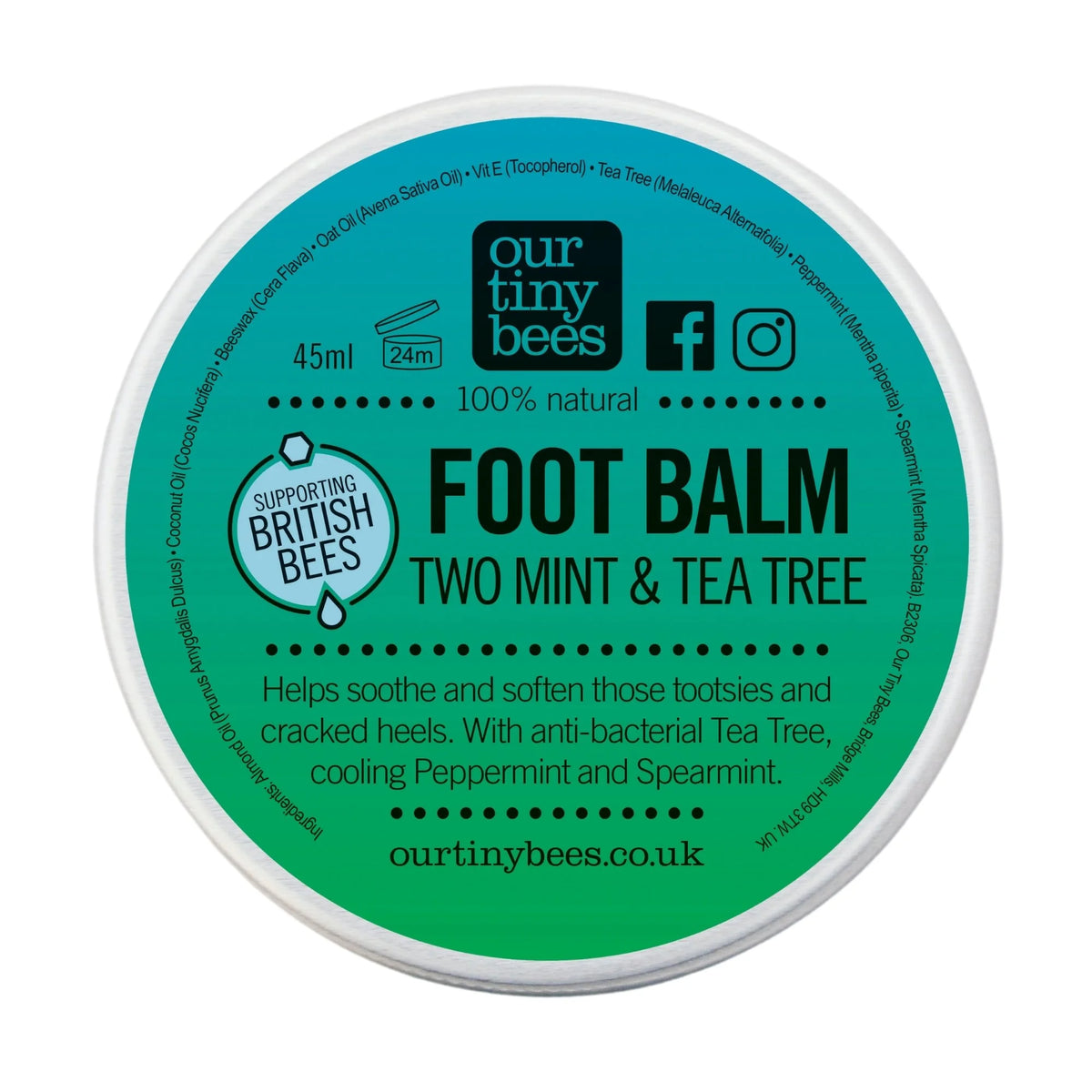 Two Mint and Tea Tree Foot Balm / Natural Foot Balm