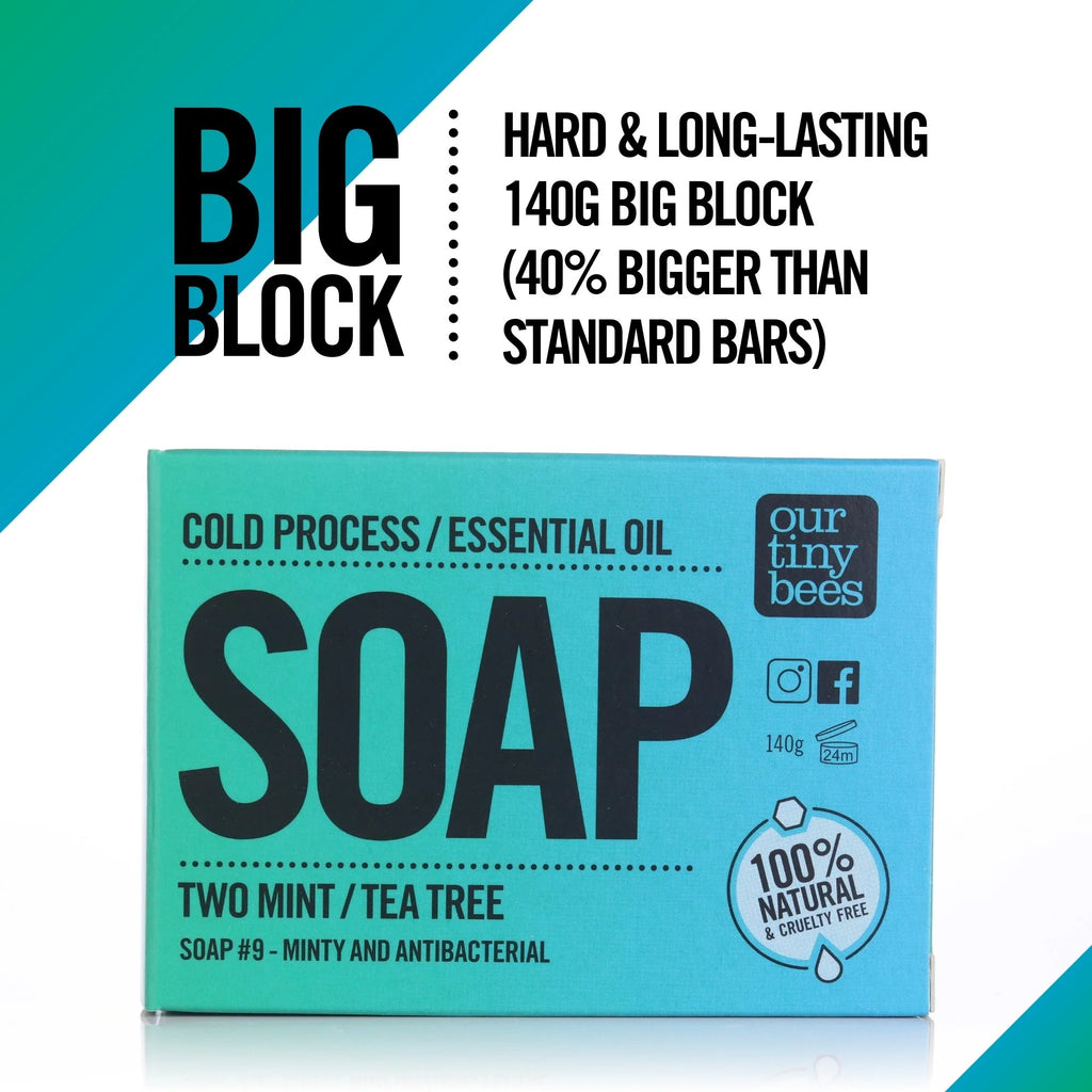 Soap #9: Peppermint / Spearmint / Tea Tree (140g Big Block)