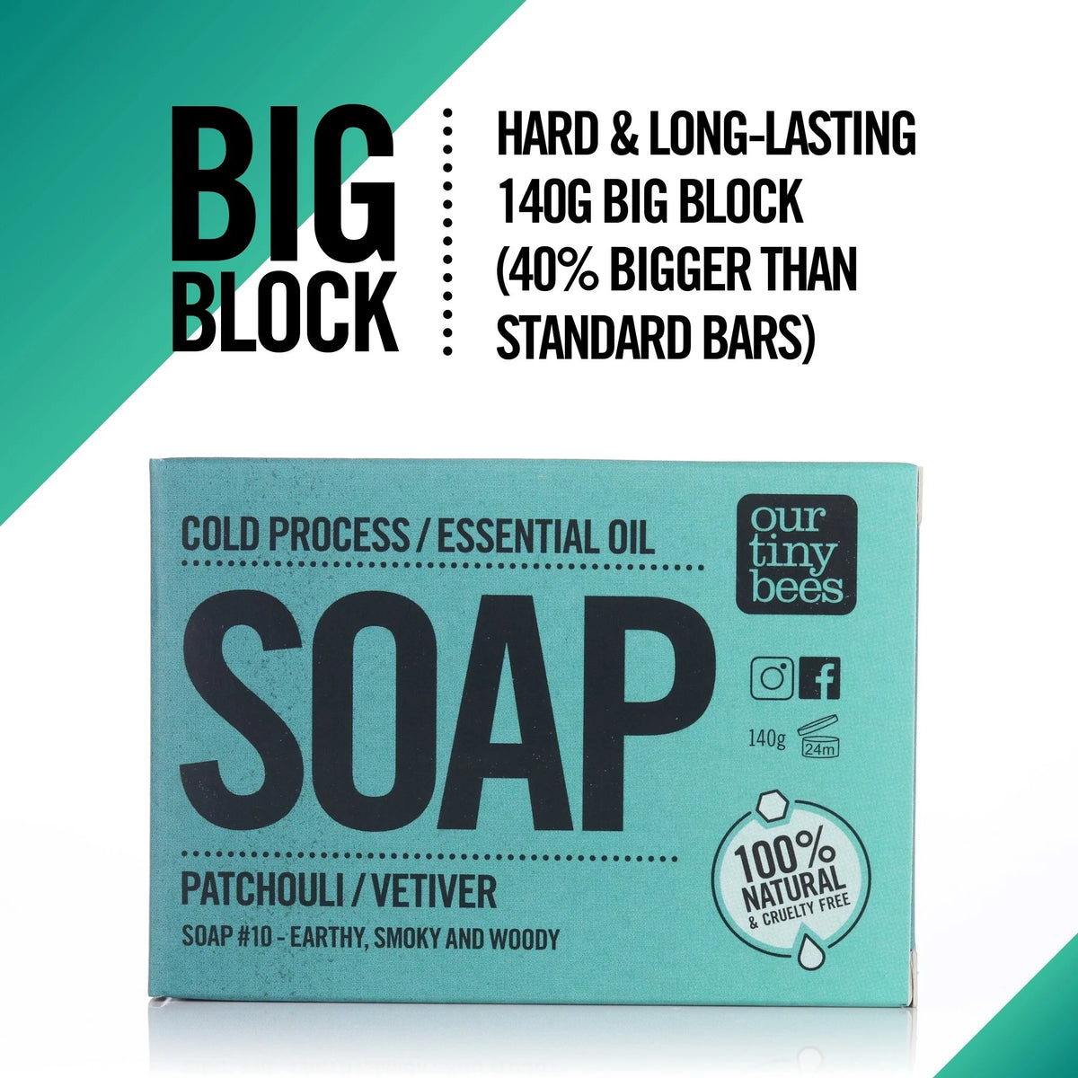 Soap #10: Vetiver / Patchouli / Cedarwood (140g Big Block)