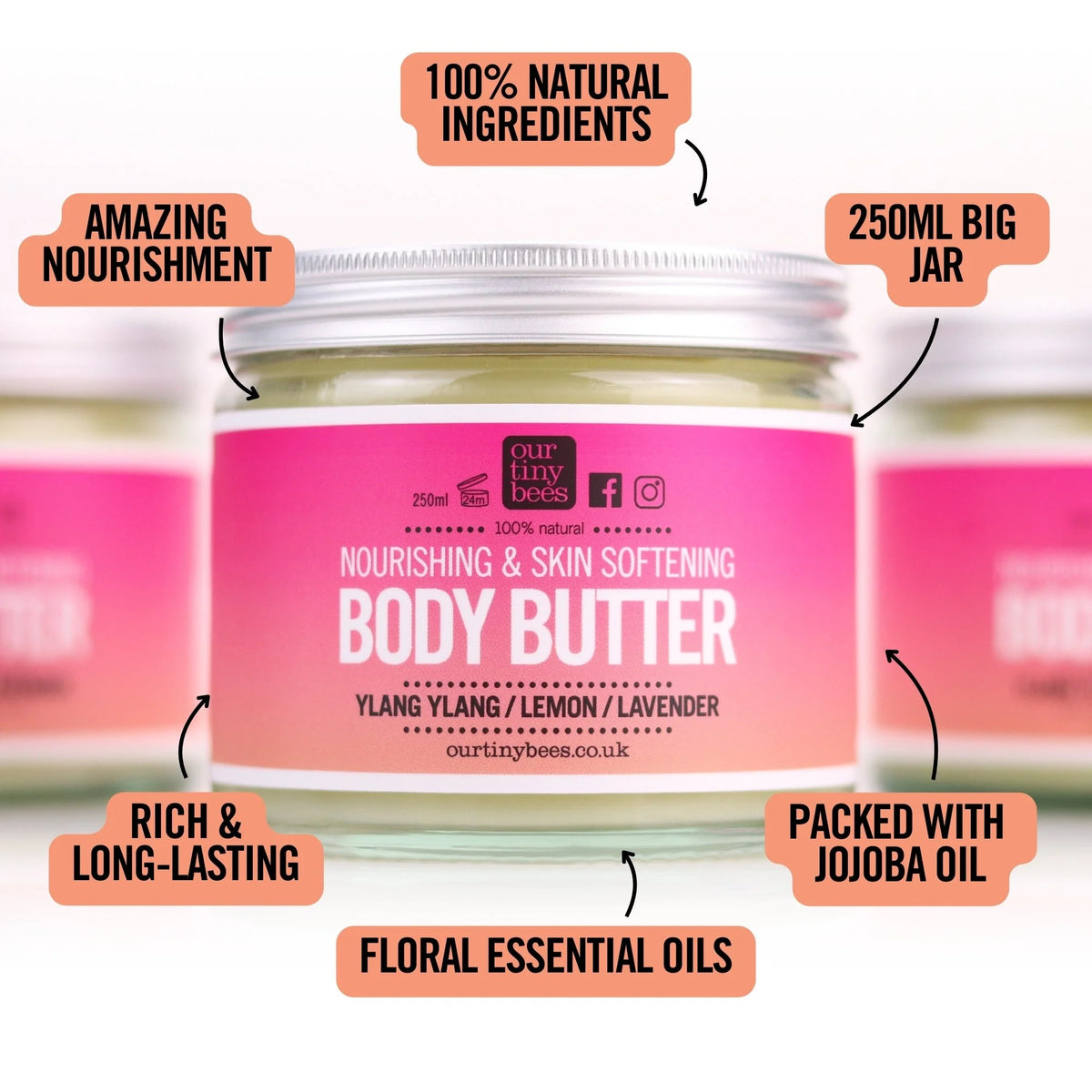 Floral Jojoba Body Butter : 100% Natural : 250ml.