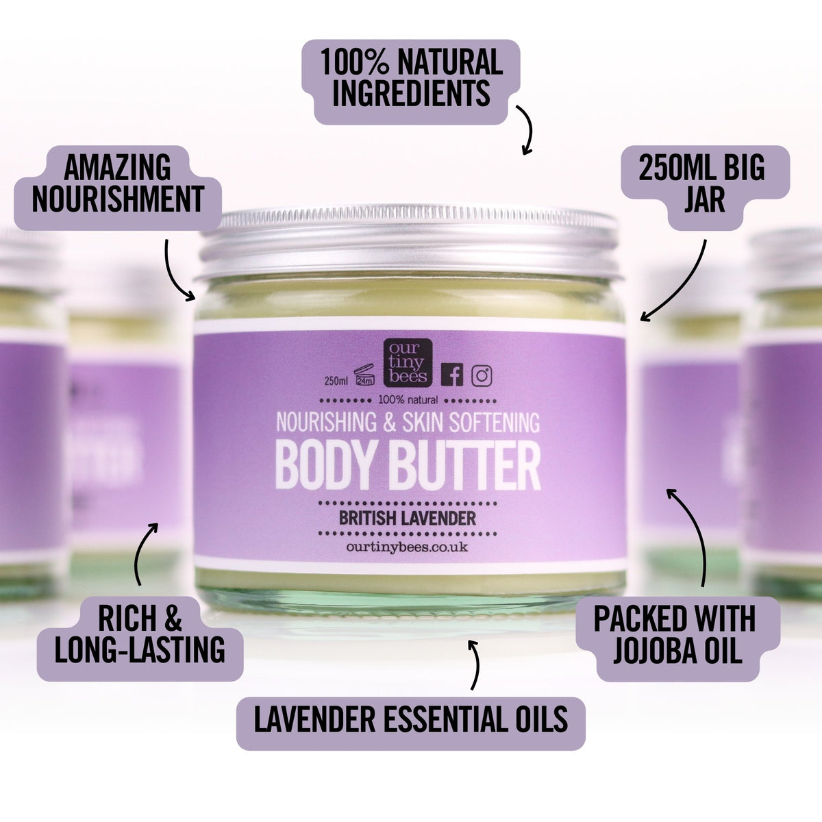 Lavender Jojoba Body Butter : 100% Natural : 250ml.